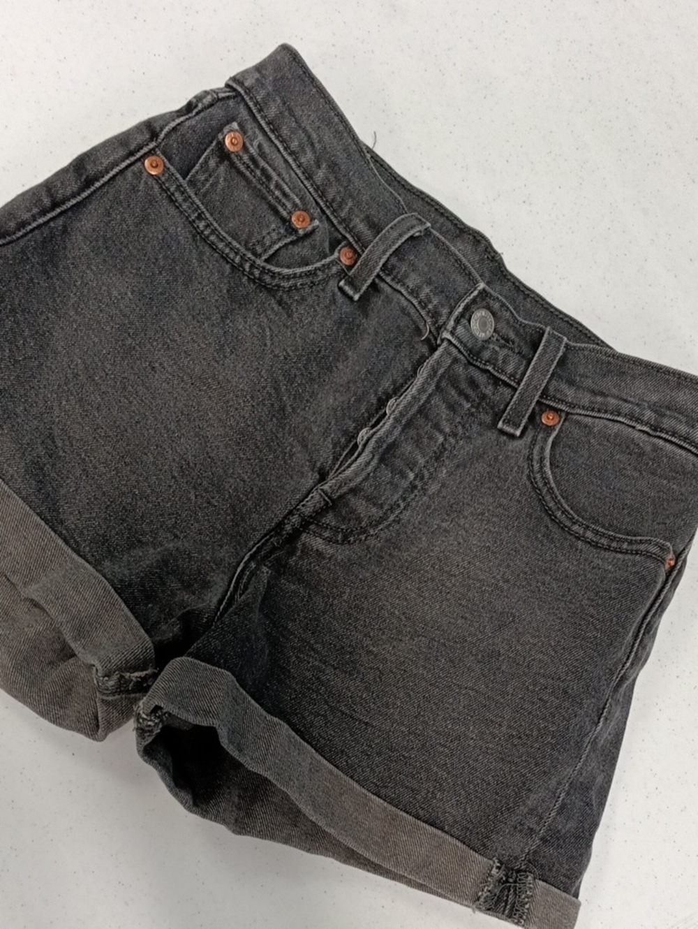 Levi's Charcoal Rolled Cuff Denim Shorts